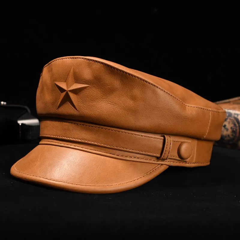 Leather Work Hat - Roman asker şapkası erkekler için Retro