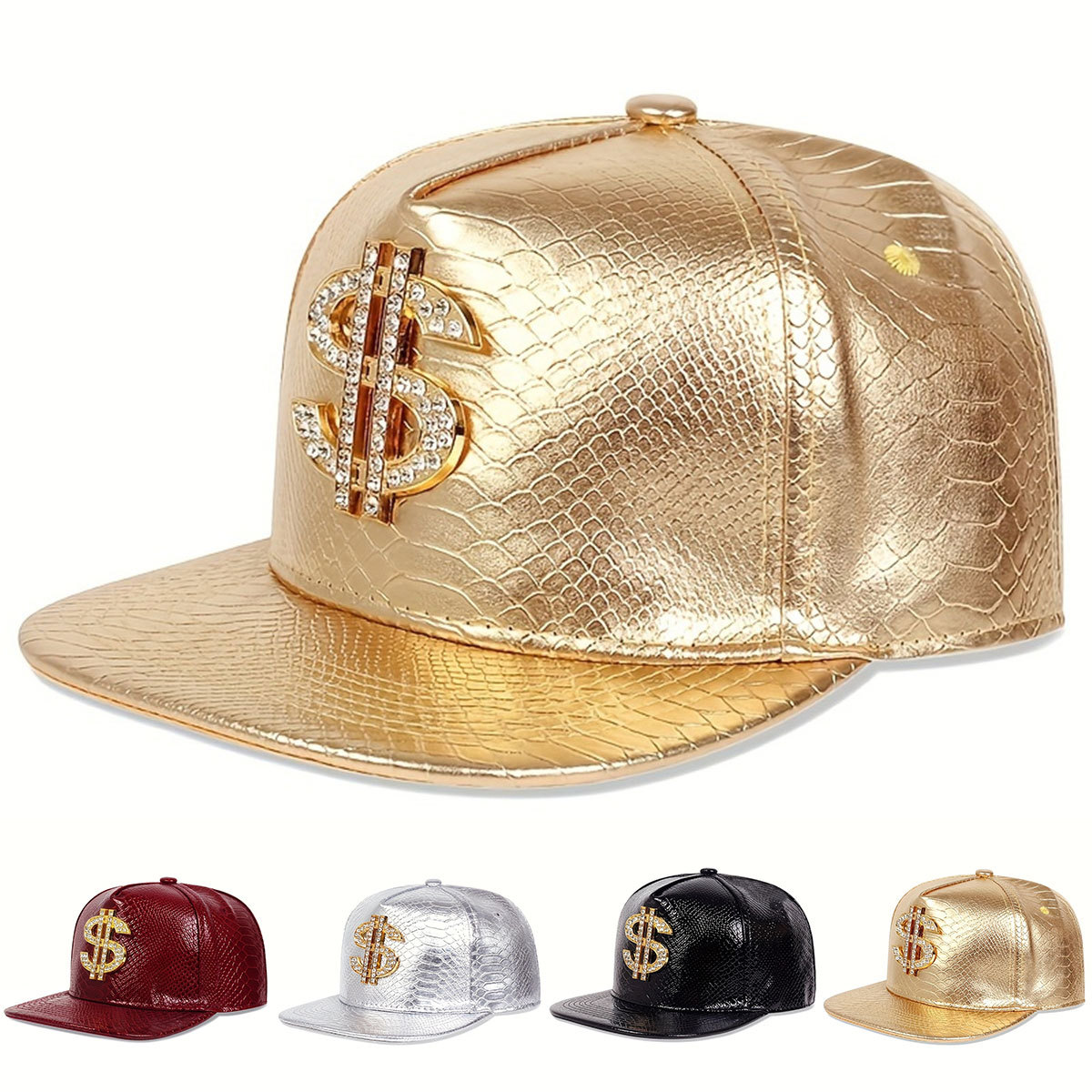 Leather Work Hat - Deri Metalik Dolar Burcu beyzbol şapkası