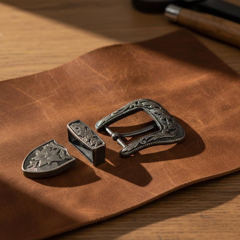 Çiçek desenli vintage metal ke - Leather Works Belt incelemesi ve fiyatı